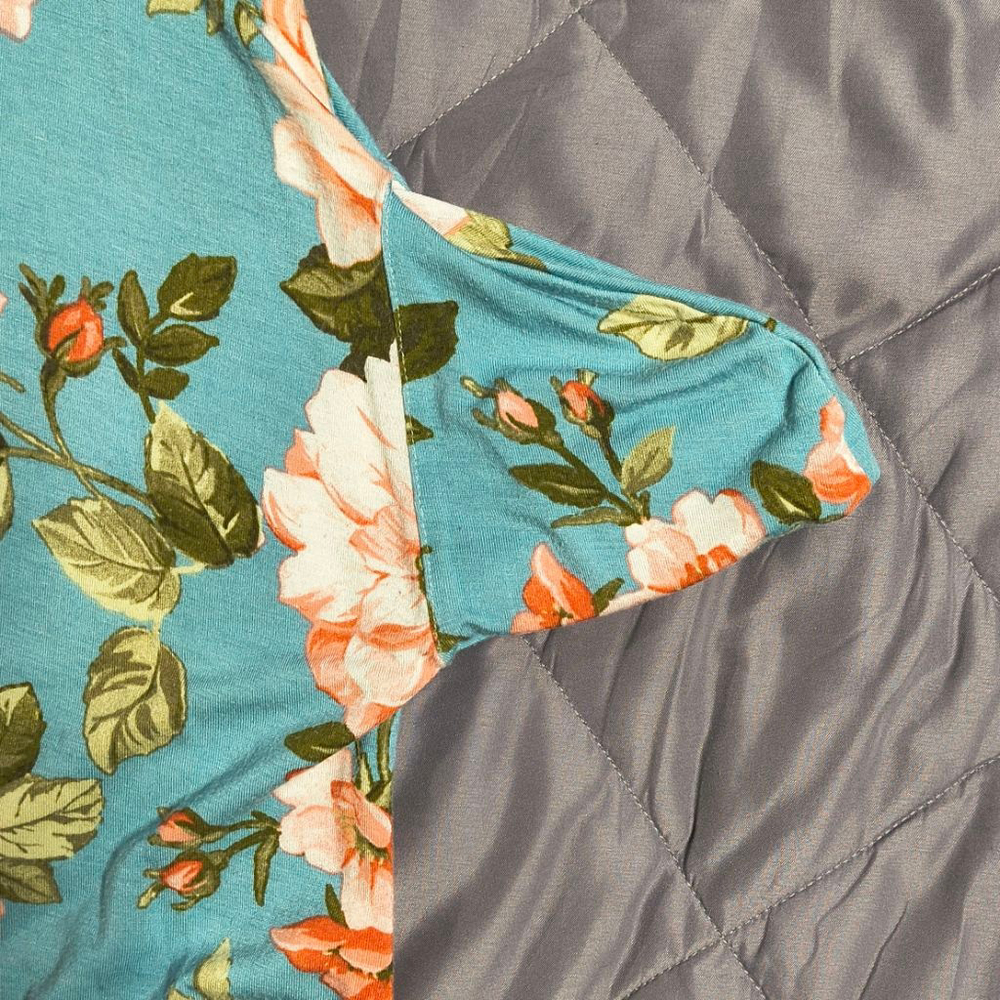 (M) Women's Promesa Blue Floral Print Three-quarter Sleeve Dress with Pockets - Picture 4 of 6